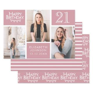 Trendy Blush Pink Photo Collage 21st Birthday  Sheets