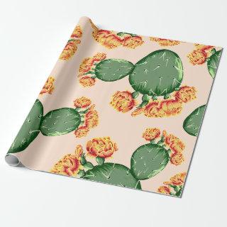 Trendy Bohemian Prickly Pear Cactus & Flowers