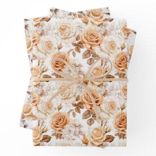 Trendy boho watercolor terracotta and cream roses  sheets