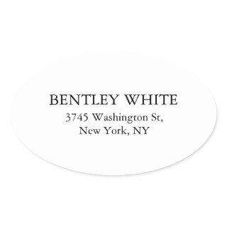 Trendy Chic White Stylish Simple Plain Elegant Oval Sticker