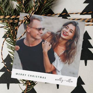Trendy Christmas | Modern Stylish Couple Photo Favor Tags