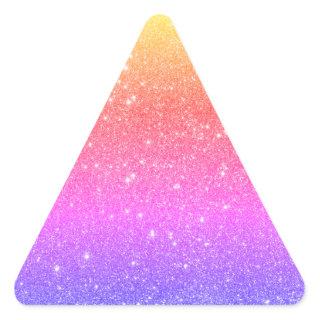 Trendy Colorful Rainbow Glitter  Triangle Sticker