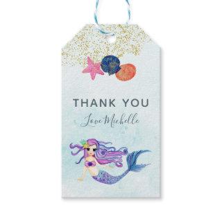 Trendy Colorways Mermaid themed Birthday Party Gift Tags