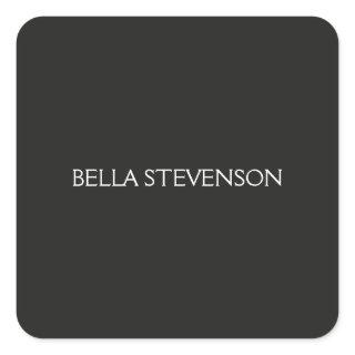 Trendy Dark Grey Plain Simple Minimalist Stylish Square Sticker