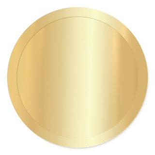Trendy Elegant Faux Gold Modern Blank Template Classic Round Sticker