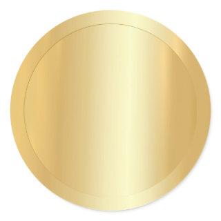 Trendy Elegant Faux Gold Modern Blank Template Classic Round Sticker