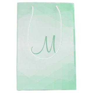 Trendy Elegant Mint Green Color Monogram Modern Medium Gift Bag