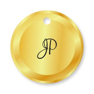 Trendy Faux Gold Metallic Look Monogram Elegant Favor Tags