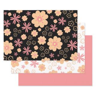 Trendy Floral Pattern and Sweet Plain Pink  Sheets