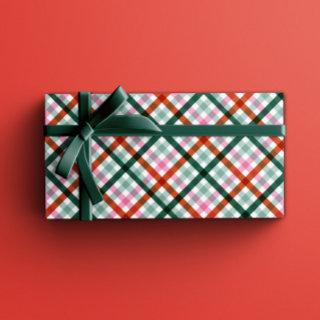 Trendy Gingham Christmas Gift Wrap in Modern Color