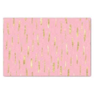Trendy Gold Paint Strokes Pink Tissue Paper