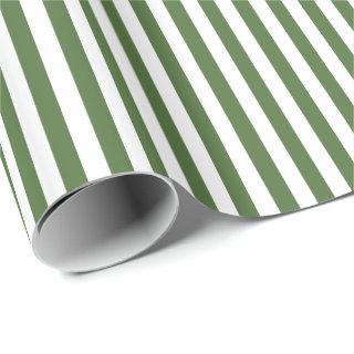 Trendy Green and White Wide Horizontal Stripes