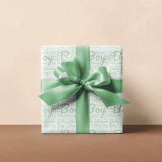 Trendy Green Script Typography Boy Baby Shower