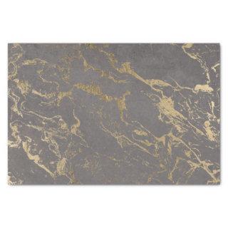 Trendy Grey cement concrete gold marble pattern Tissue Paper