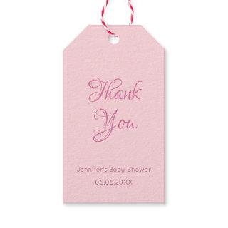 Trendy Handwritten Thank You Text Blush Pink Gift Tags