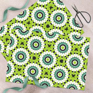 Trendy Lime Green White & Black Geometric Pattern Tissue Paper