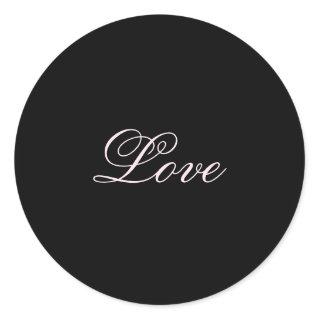 Trendy Love Wedding Calligraphy Script Black Classic Round Sticker