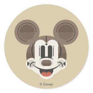 Trendy Mickey | Stylized Stripes Retro Head Classic Round Sticker