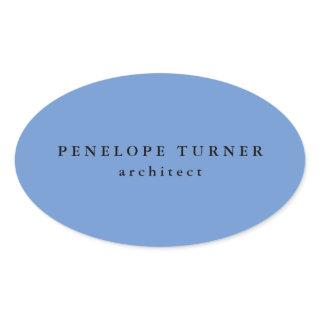 Trendy Minimalist Cornflower Blue Professional Oval Sticker