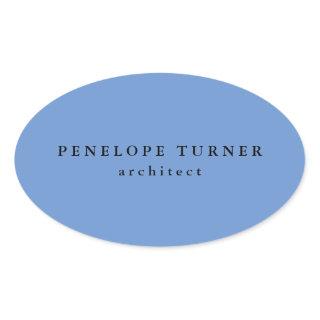 Trendy Minimalist Cornflower Blue Professional Oval Sticker