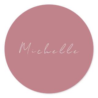 Trendy Minimalist Modern Handwritten Rose Gold Classic Round Sticker