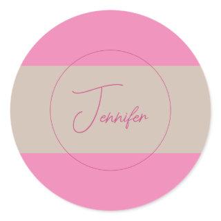 Trendy Minimalist Modern Plain Simple Pastel Color Classic Round Sticker