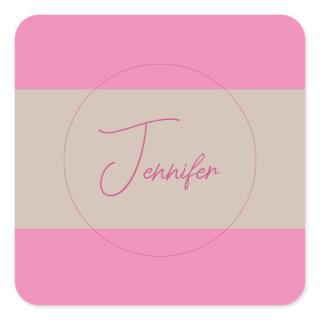 Trendy Minimalist Modern Plain Simple Pastel Color Square Sticker