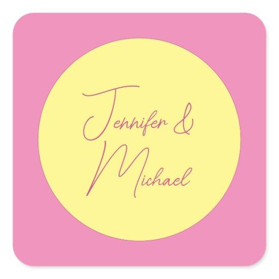 Trendy Minimalist Modern Plain Simple Pastel Color Square Sticker