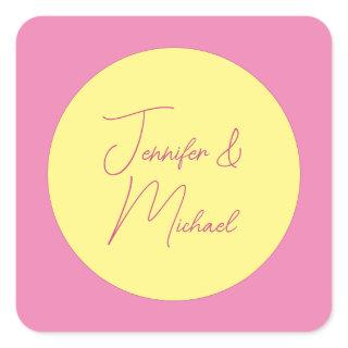 Trendy Minimalist Modern Plain Simple Pastel Color Square Sticker