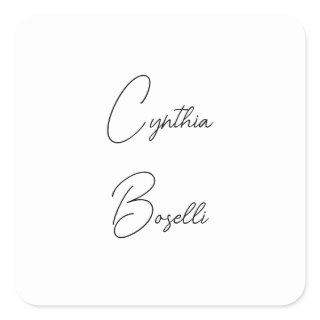 Trendy Minimalist Modern Plain Simple Template Square Sticker