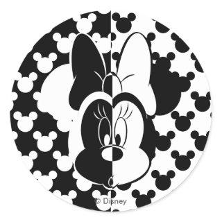 Trendy Minnie | Black & White Modern Classic Round Sticker