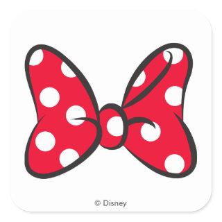 Trendy Minnie | Red Polka Dot Bow Square Sticker
