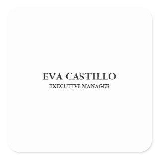 Trendy Modern Elegant Simple Manager  Square Sticker