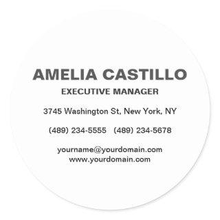 Trendy Modern Elegant Simple Minimalist Classic Round Sticker