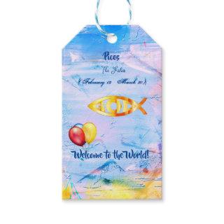 Trendy 'New Baby' Pisces  Gift Tags