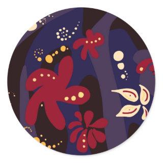 Trendy Pattern accessories, black purple abstract Classic Round Sticker