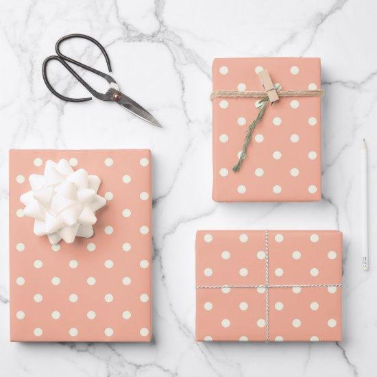 Trendy Pattern Coral Peach Pink & White Polka Dots  Sheets