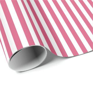 Trendy Pink and White Wide Horizontal Stripes
