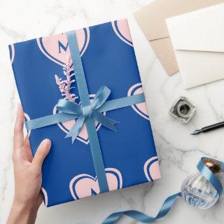 Trendy Pink Blue Heart Monogram Valentine`s