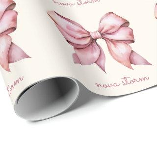 Trendy Pink Bow Personalized With Name Monogram