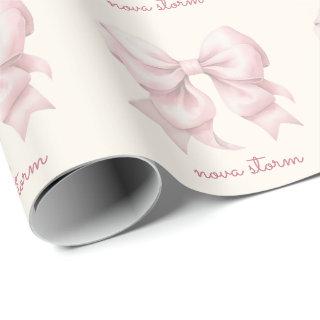 Trendy Pink Bow Personalized With Name Monogram