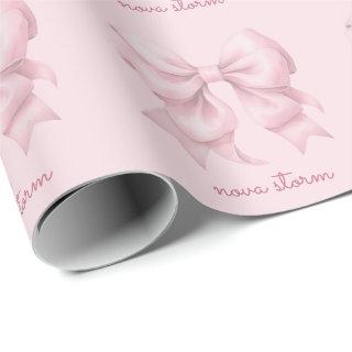 Trendy Pink Bow Personalized With Name Monogram