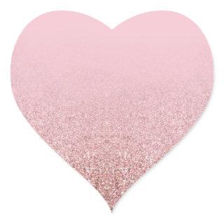 Trendy Rose Gold Glitter Blank Elegant Template Heart Sticker