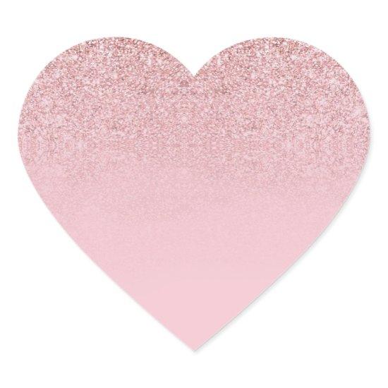 Trendy Rose Gold Glitter Blank Template Modern Heart Sticker