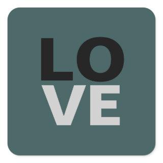 Trendy Slate Grey Background Love Wedding  Square Sticker