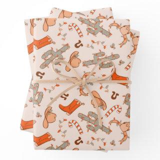 Trendy Western Cowboy Aesthetic Christmas Pattern  Sheets