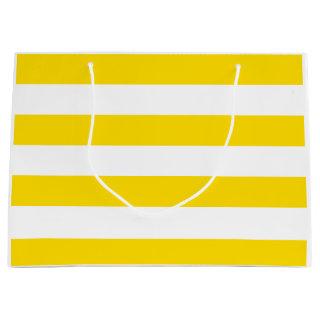 Trendy Yellow White Stripes Modern Template Large Gift Bag