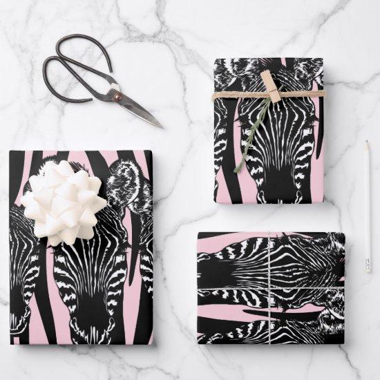 Trendy Zebra Herd on Zebra Print Pink  Sheets
