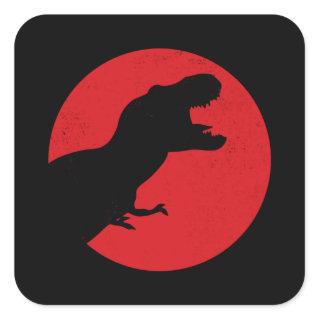 Trex Dinosaur Retro Square Sticker