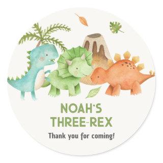 Trex Stegosaurus Triceratops Dinosaur Boy Birthday Classic Round Sticker